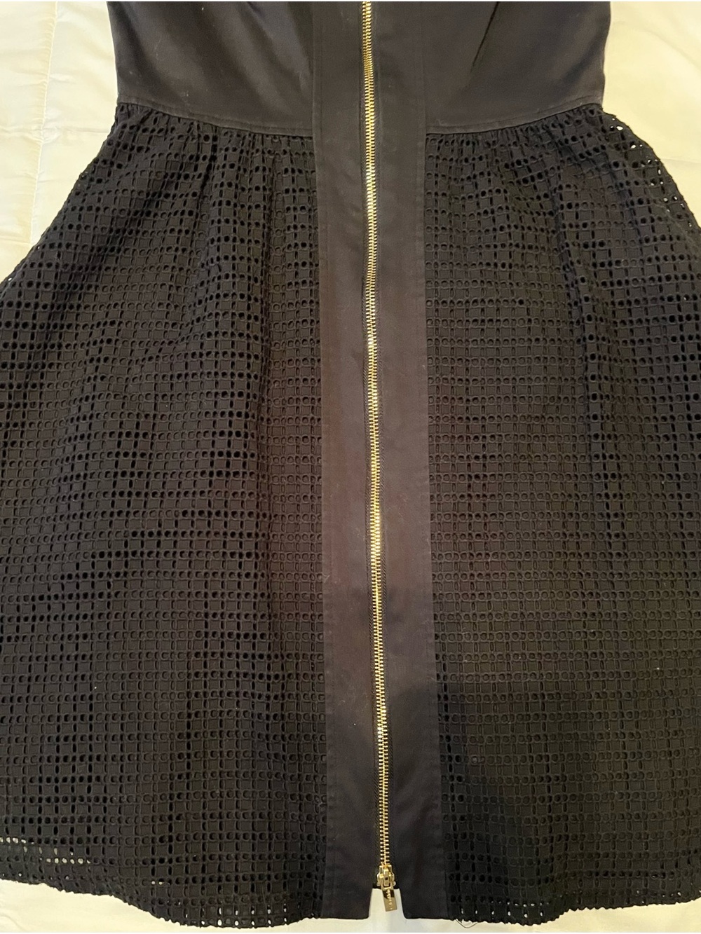 Calvin Klein Black Sleeveless Midi Dress with Gold Front Zip - Picture 5 of 9